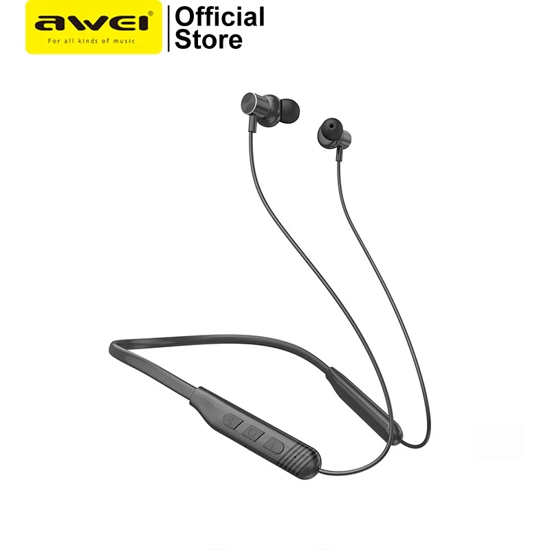 Awei G83 سماعة لاسلكية تعمل بالبلوتوث سماعة بشريط حول ياقة الملابس IPX6 ميكروفون مقاوم للماء الرياضة الحد من الضوضاء 4-مكبر الصوت المكالمات المدمج في بطاقة TF