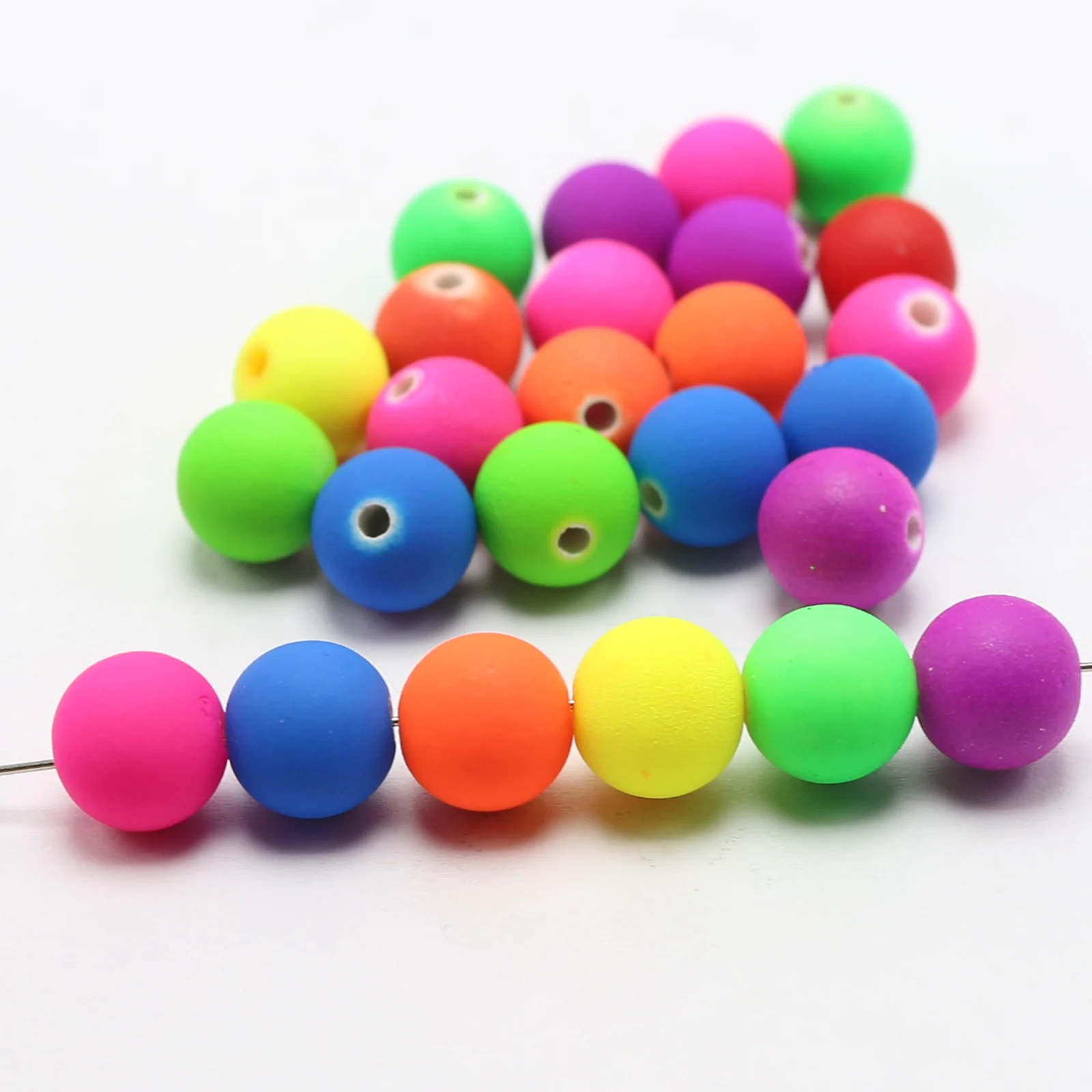200 Mixed Matte Fluorescent Neon Beads Acrylic Round Beads 8mm(0.32\