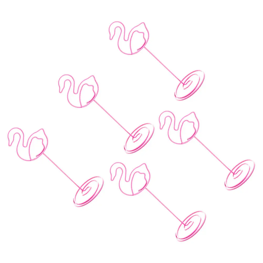 5Pcs Pink Flamingo Shaped Photo Clips Metal Table Number Holders Desktop Memo Clips for Wedding Party Decor Table Number Holders