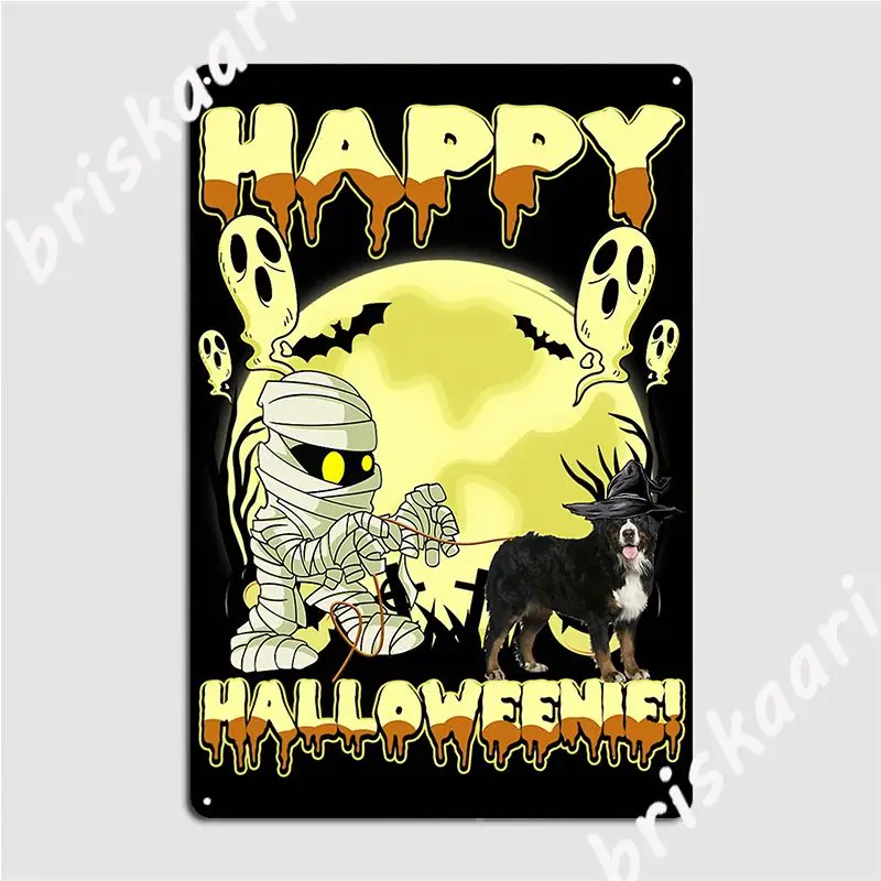 Happy Halloween Bernese Mountain Dog Metal Sign Design Garage Club Cinema Kitchen Garage Decoration Tin Sign Poster