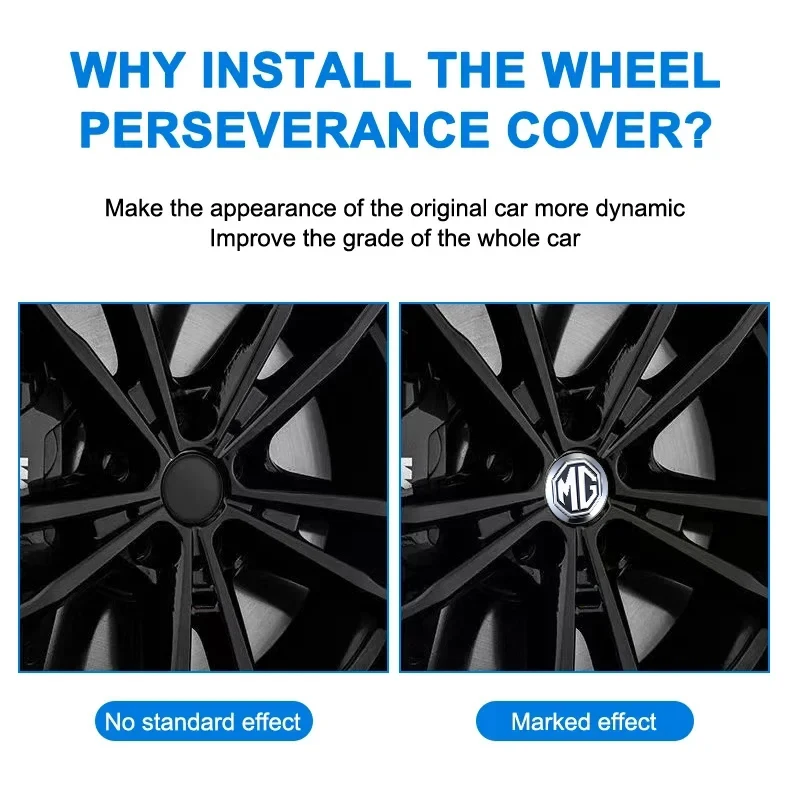 MG Logo 4Pcs Wheel Hub Center Caps For MG4 EV MG ZS MG5 MG7 MG HS Dust‑Proof Wheel Rim Center Replacement Parts