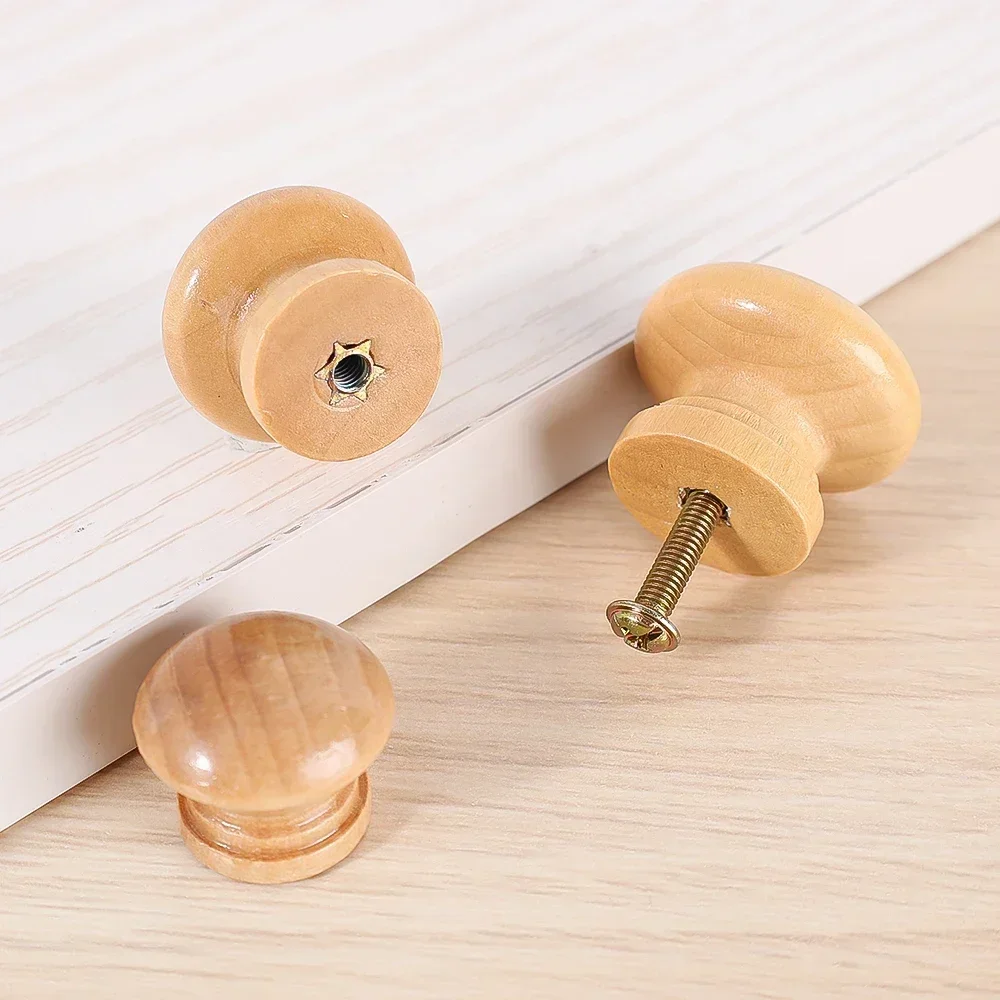 10/1 Stuks Ronde Houten Deurknoppen Kast Handgrepen Kast Lade Keuken Badkamer Mode Meubels Hardware Accessoires