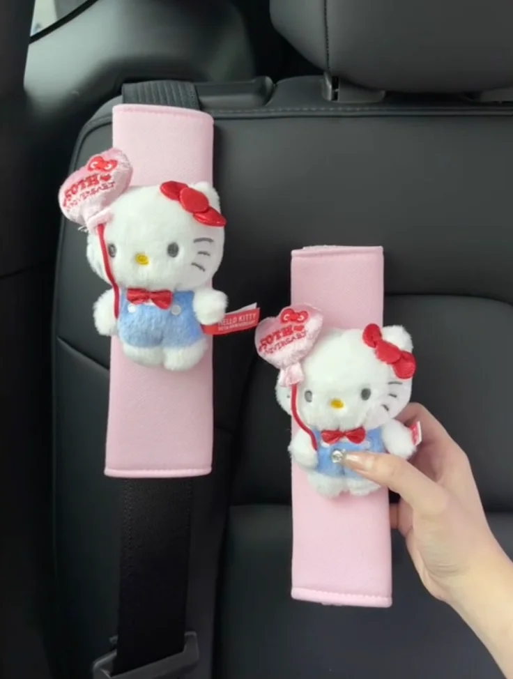 Sanrios Seat Belt Covers Hello Kitty Car Shoulder Pad Seat Belt Cute Breathable Protection Seat Belts Padding Pad Auto Interior