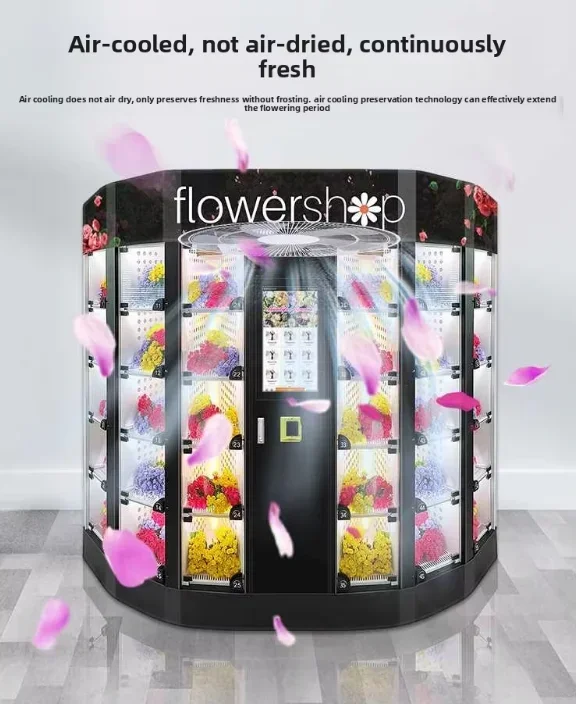 FL Black Flower Vending Machine Unmanned Self-service Kiosk with QR Code Payment 24-hour Custom-made Vending Unit Customized