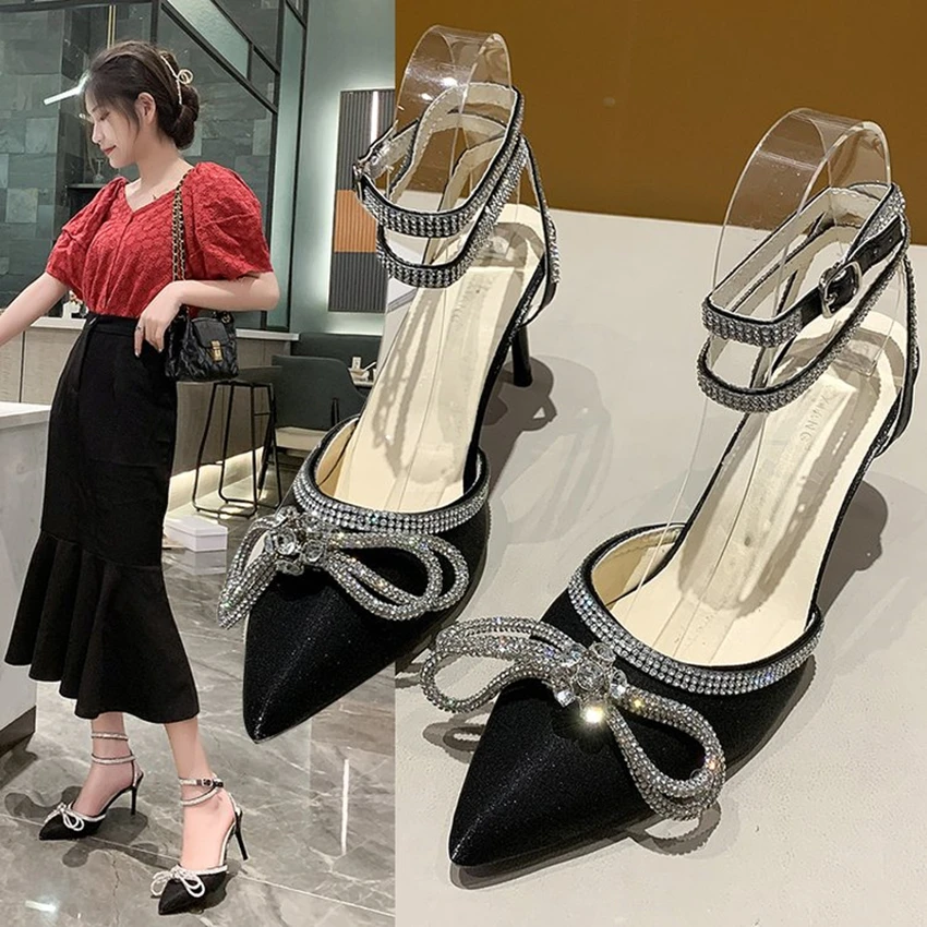 

Big Butterfly-Knot Sandals Woman Summer 2024 High Heels Women Pumps Pointed Designer Shoes Mary Janes Sexy Stiletto Wedding Shoe