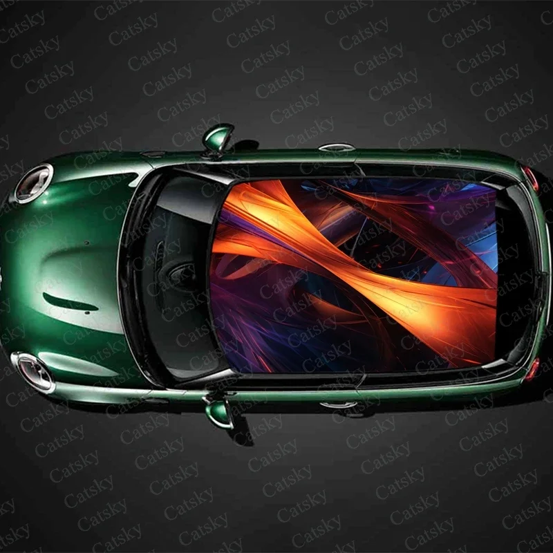 

Colorful Abstract Painting Car Roof Sticker Wrap Racing SUV Accessories Packaging Painted PVC Custom Car Graphic Decal