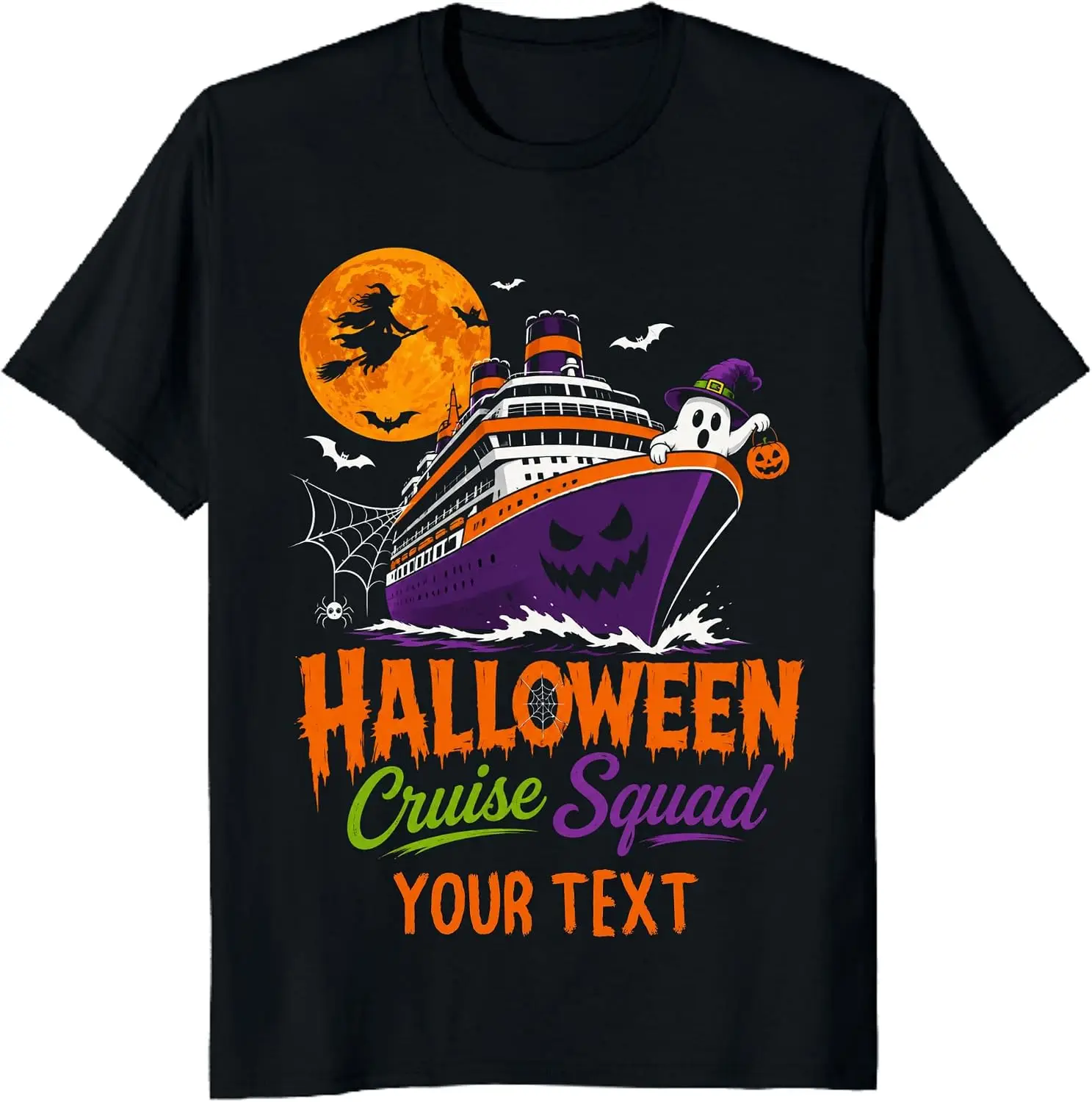 Halloween Cruise Squad Shirt | Ghost & Witch Design, Multiple Colors, Crew Neck, Short Sleeve, Group Matching Tee