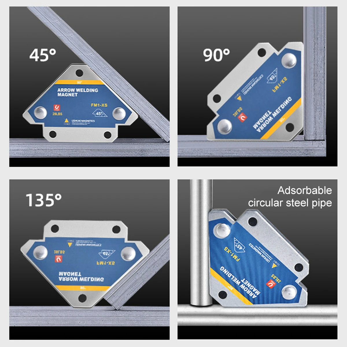 4Pcs Welding Magnets 28lbs Magnetic Welding Holder Metal Positioning Arrow Welding Table Magnet Clamp 45° 90° 135° Welding Tool