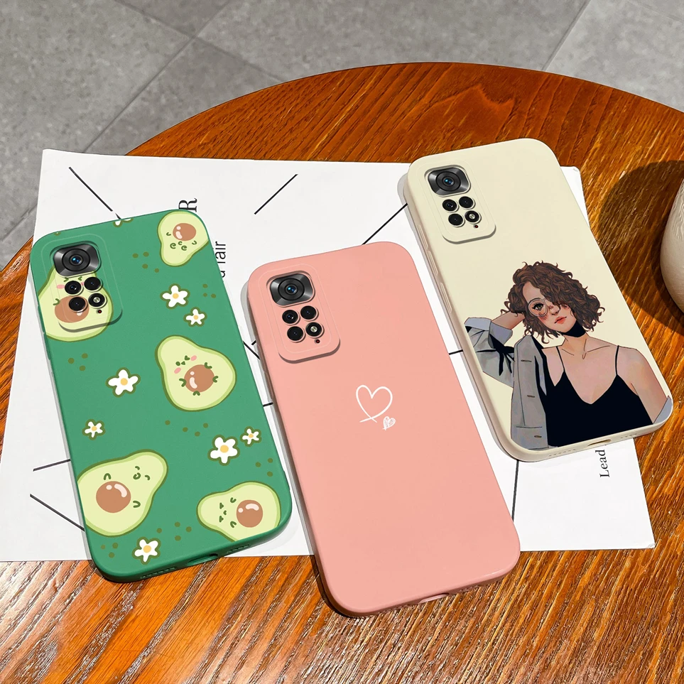 For Xiaomi Redmi Note 11 11S 4G 5G Case Love Heart Liquid Soft Silicone Cover Protective Phone Bags For Note11 11S Funda Coque image 2