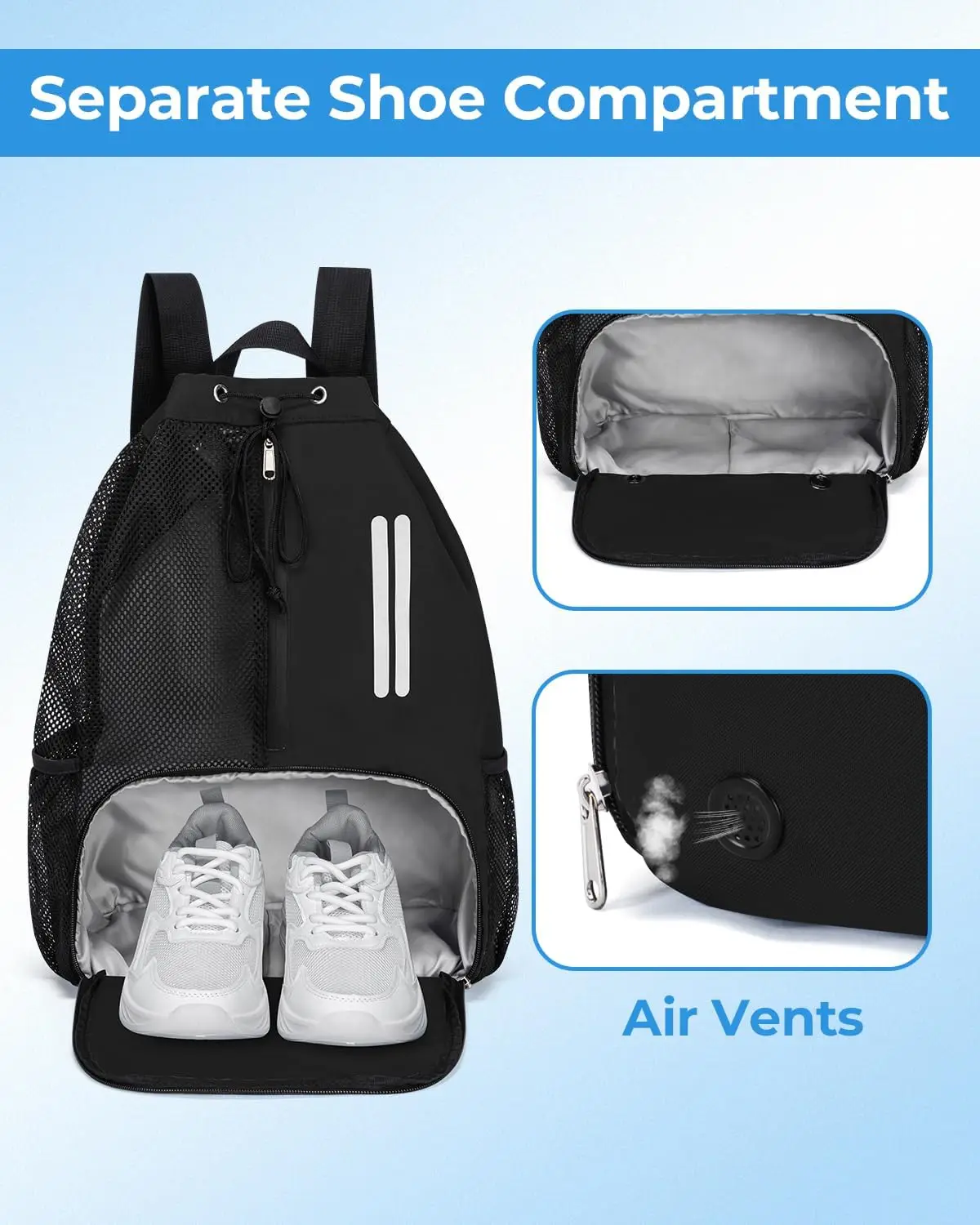 Swim Bag Mesh Drawstring Backpack with Shoe Compartment & Wet Pocket Waterproof Beach Backpack Pool Bag For Swimming Gym Travel