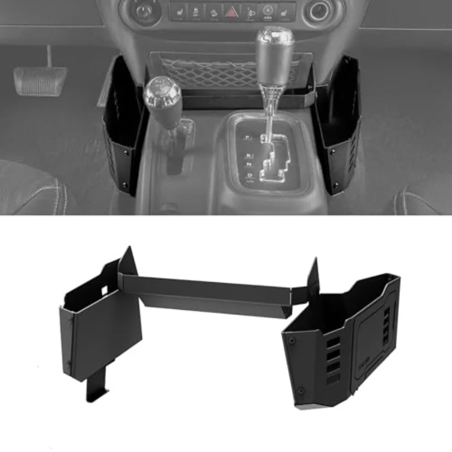 

Metal Organizer Tray for 2007-2017 Jeep Wrangler JK/JKU Center Console Shifter Side Storage Tray in Black Durable Design with S