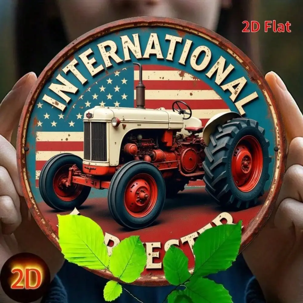International Harvester Tractor Metal Sign, Vintage Farmhouse Wall Decor Rustic Tin Plaque 8x8