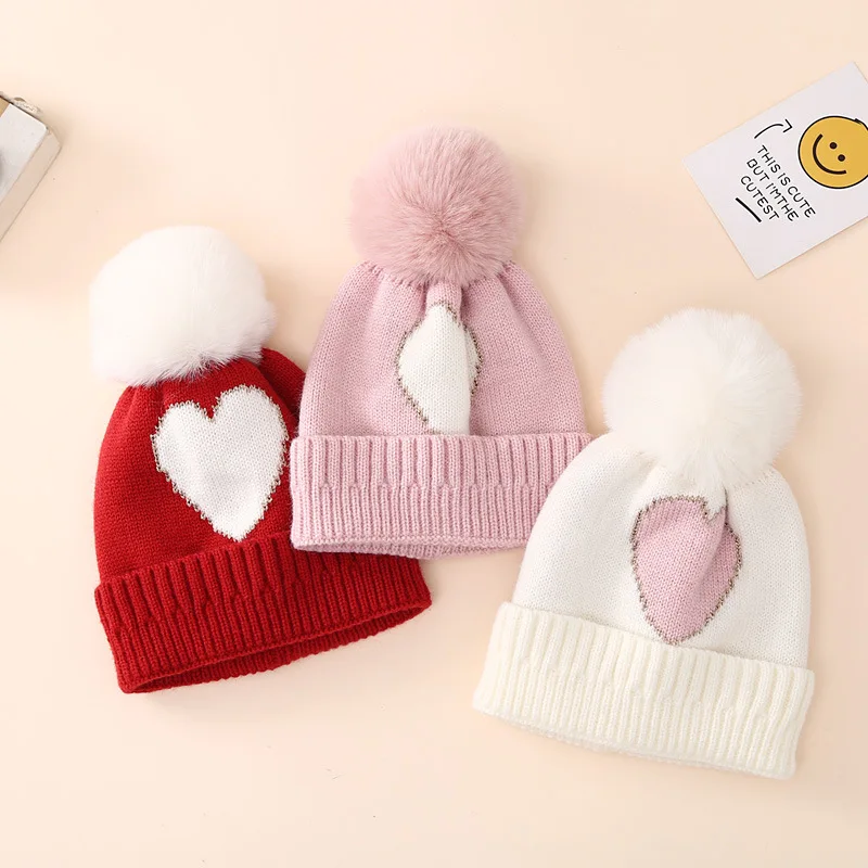 

Heart Knitted Baby Beanie Winter Spring Warm Crochet Boys Girls Hat Toddler Kids Cap Baby Bonnet Hat