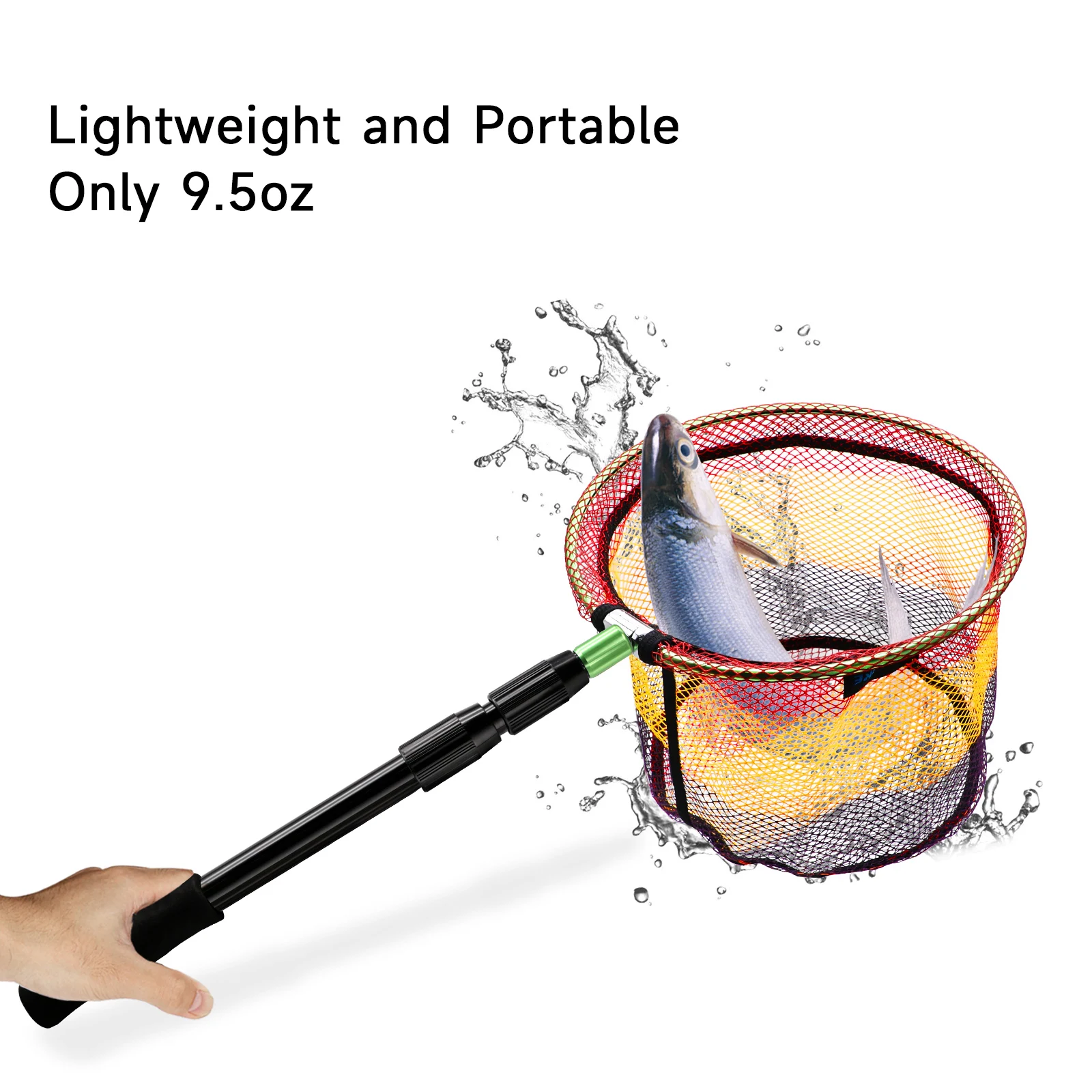 SANLIKE Fishing Net Folding Landing Net with Extra Long Telescoping Pole Handle Foldable Catch Fish Tool for Kids and Adults