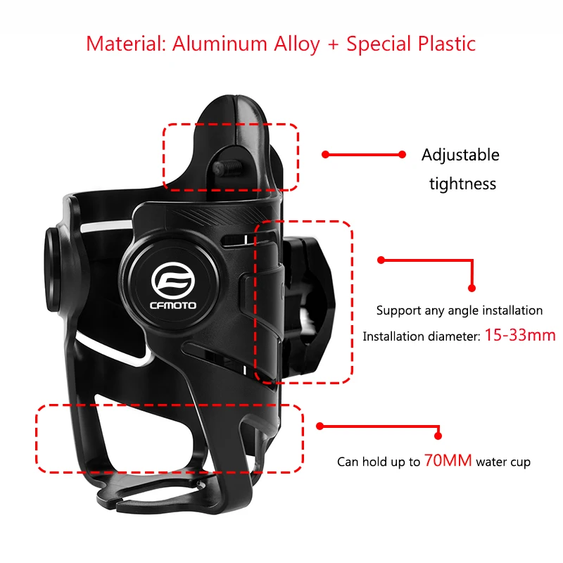 For CFMOTO CF650J SR250 CF250 CF400 CF150 CF650 CF400J 650NK CF650TR CF125 650MT 400GT 250NK Water Bottle Cage Drink Cup Holder