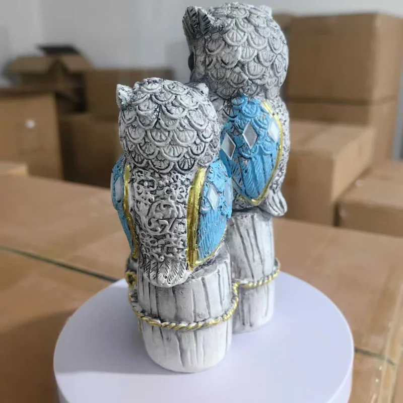 Lucky Owl Statue Shelf Decor Office Ornament Bedroom Modern Table Desk Living Room Gift for Birds Lovers Sculpture Decoration