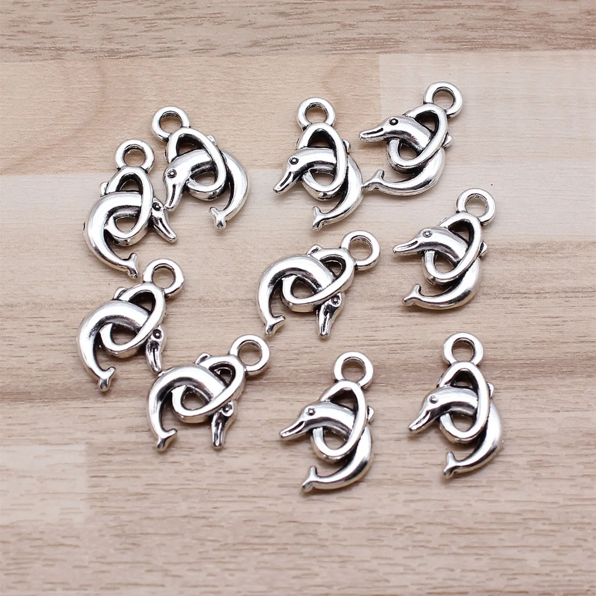 IFOCUS 10pcs/Lot Dolphin Charms For DIY Jewelry Making Zinc Alloy 19x12mm/0.75x0.47inch