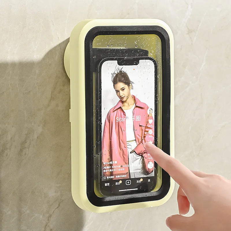 Suction Cup Bathroom Waterproof Cell Phone Box Bracket Bath TV Catching Up with Drama God Toilet Bathroom Storage Shelf