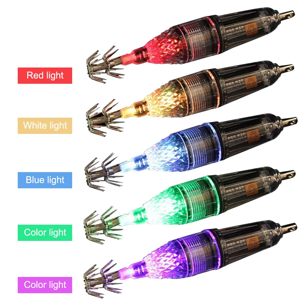 الحبار جذب ضوء إغراء غير قابل للصدأ ليلة الصيد مصباح هوك المحمولة LED الحبار هوك هوك مزدوج لمياه البحر المياه العذبة