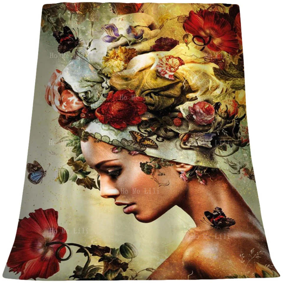 Vintage Side Face Woman Floral Art Poster Decoration Flannel By Ho Me Lili Suitable For All Seasons