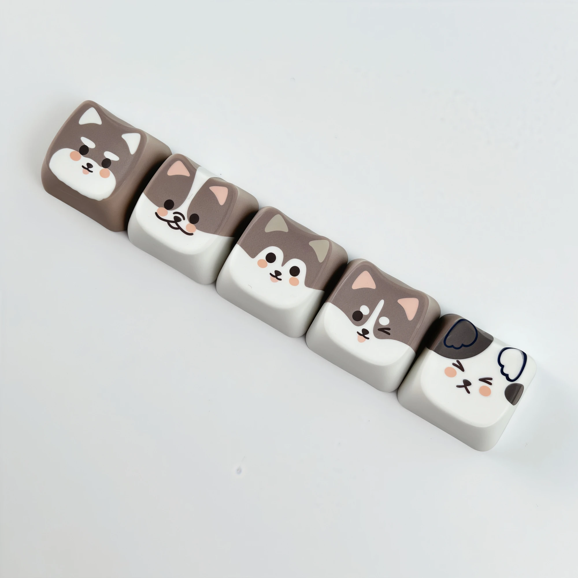 MAIMOOO Niedliche Katzen- und Hunde-Tastenkappen, MAO-Profil, 5/25 Tasten, PBT, individuelle kreative Meow-Head-Tastenkappe für mechanische Tastatur, personalisiertes Geschenk