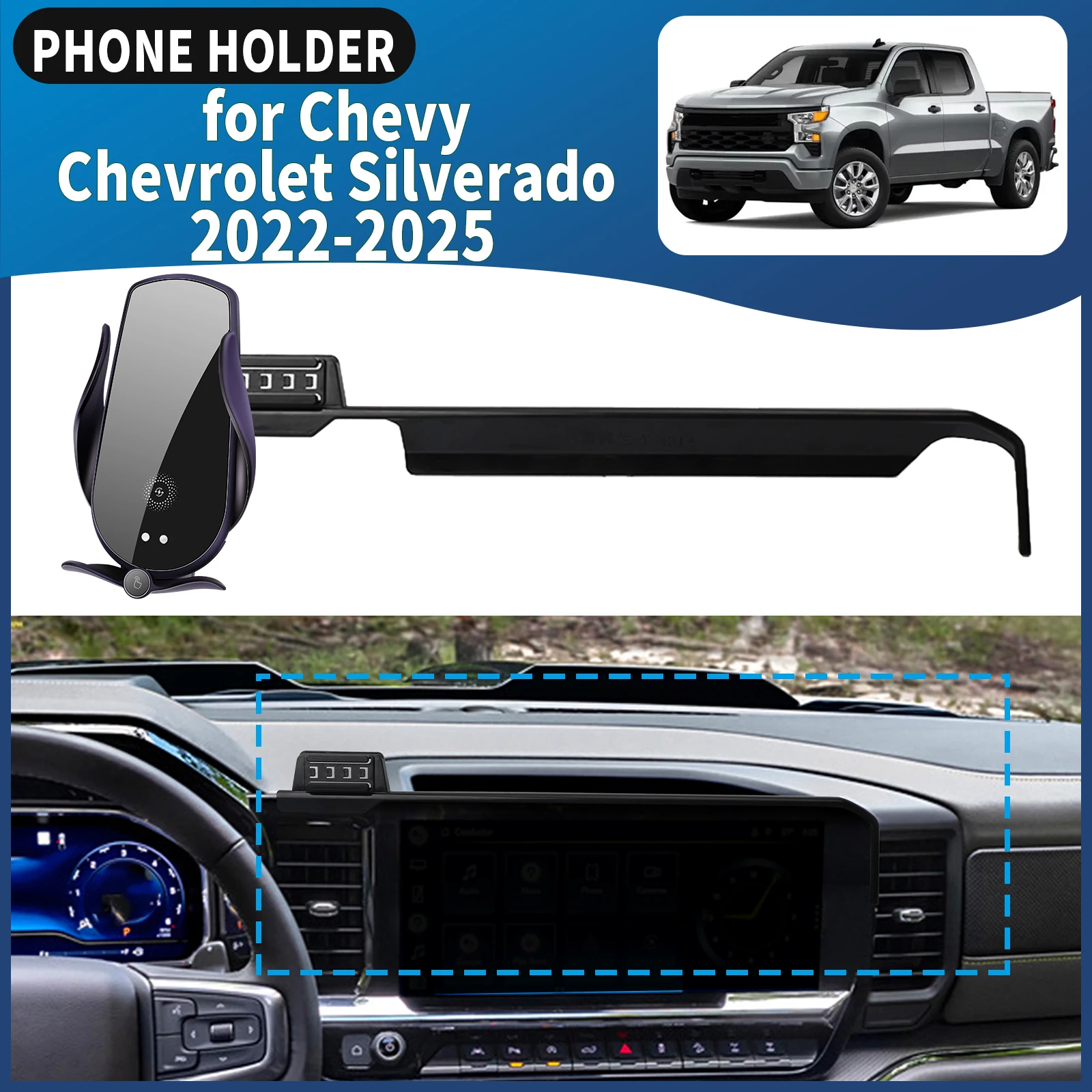 

fit for Chevy Chevrolet Silverado 2022-2025 1500 2500 3500 Phone Holder Mount Vehicle-Specific GPS Navigation Easy Installation