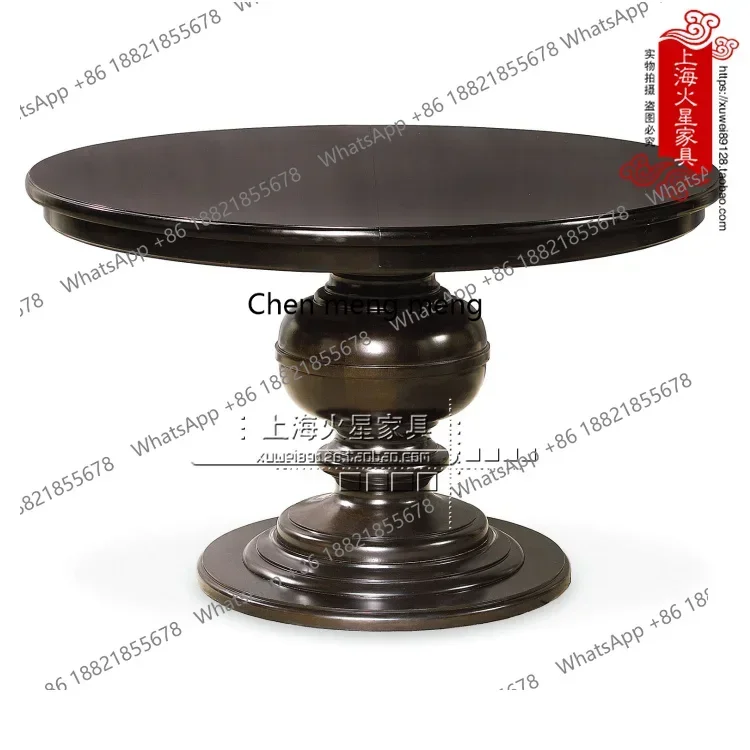 

Комбинация обеденного стола и стула из цельного дерева во французском стиле ретро, круглый обеденный стол из цельного дерева в американском сельском стиле, мебель для гостиной2