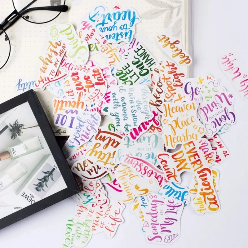 80pcs Cute Self-made Literary Fresh Greetings Scrapbook Stickers Letters/decorative /DIY Craft Photo Albums Waterproof