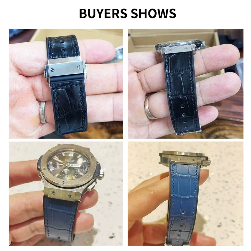 جديد جلد طبيعي حزام (استيك) ساعة ل HUBLOT Hengbao Yubo الكلاسيكية الانصهار الانفجار الكبير جلد البقر سيليكون حزام سلسلة الرجال المعصم 26*19 مللي متر