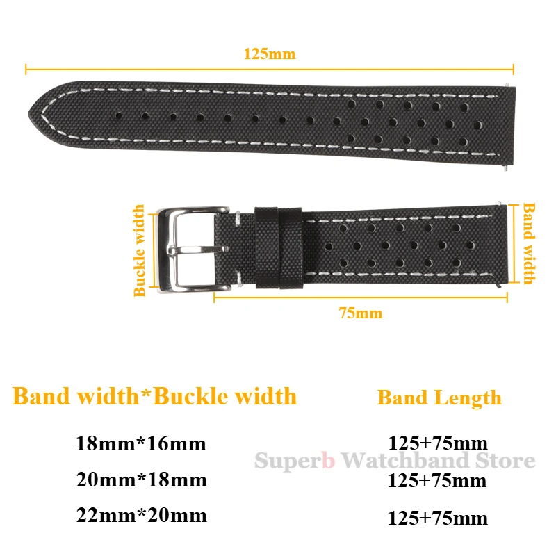 18/20/22mm Oxford Watchband for Tag Heuer for Citizen Canvas Fabric Strap for Seiko Men Women Waterproof Qucik Release Band