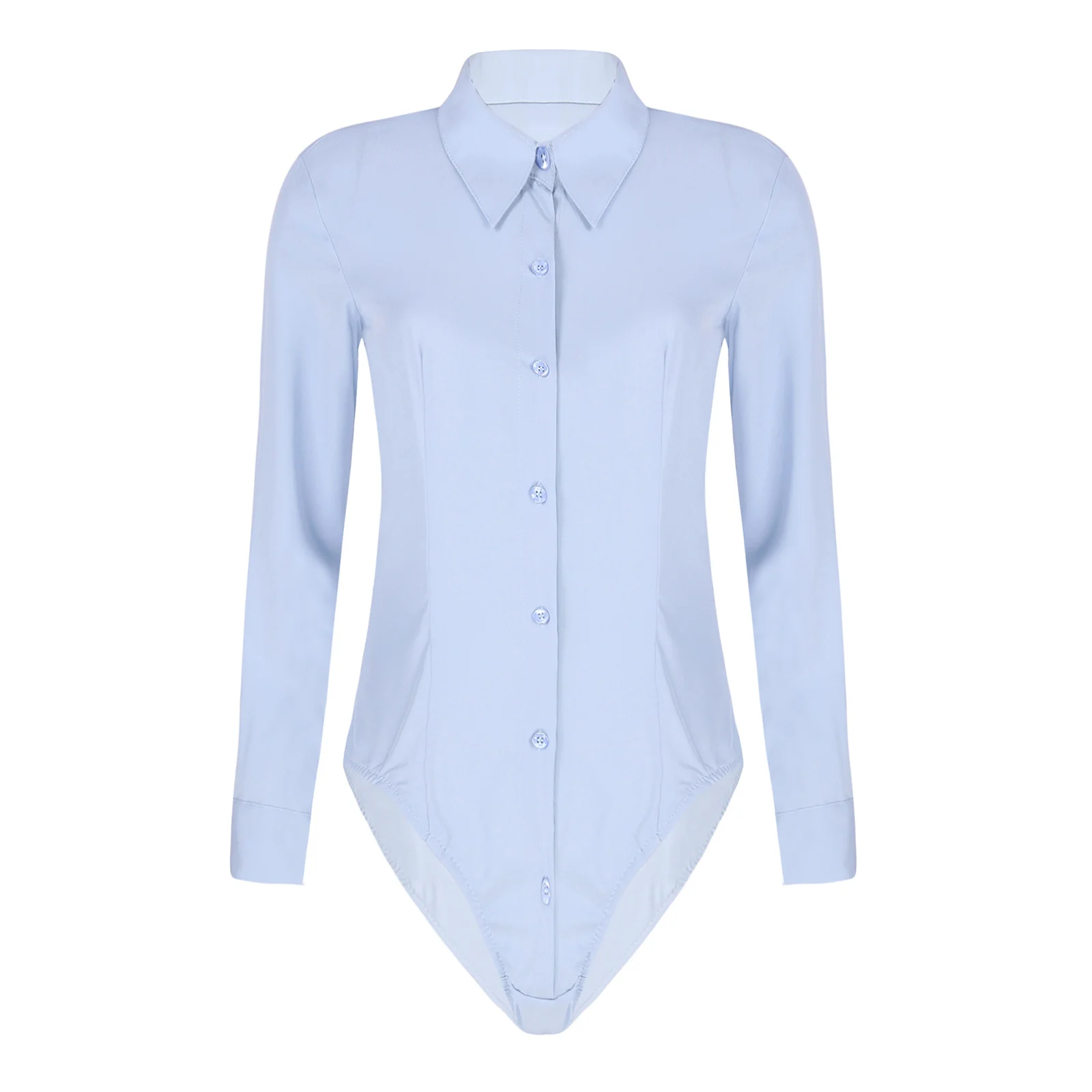 Elegant Bodysuits for Women Office Lady Work White Body Shirt Long Sleeved Bodycon Fashion Tops and Blouses Female Clothing