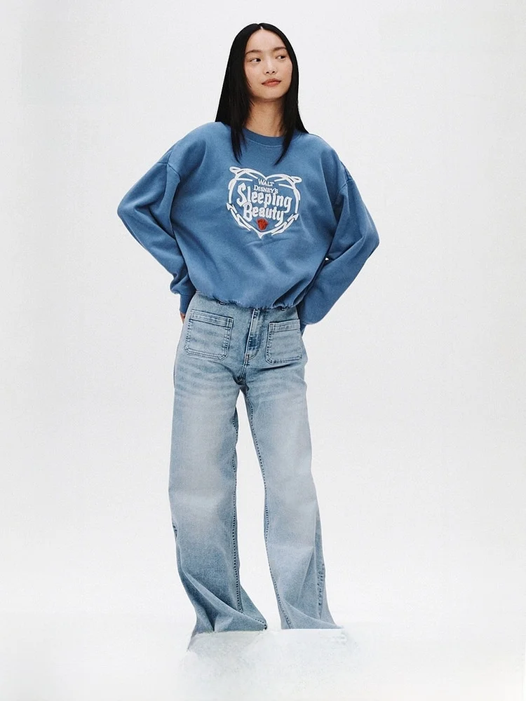 

Женская толстовка на весну 2026 года, с начесом, повседневная, в стиле casual, с длинными рукавами, из смесового хлопка и полиэстера, приталенного кроя.