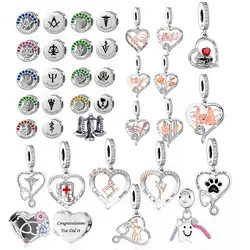 FC Jewelry Fit Original Brand Charms Bracelet 925 Silver Law Judge Beads Pendant For Making Scales of Justice Lawyer Berloque