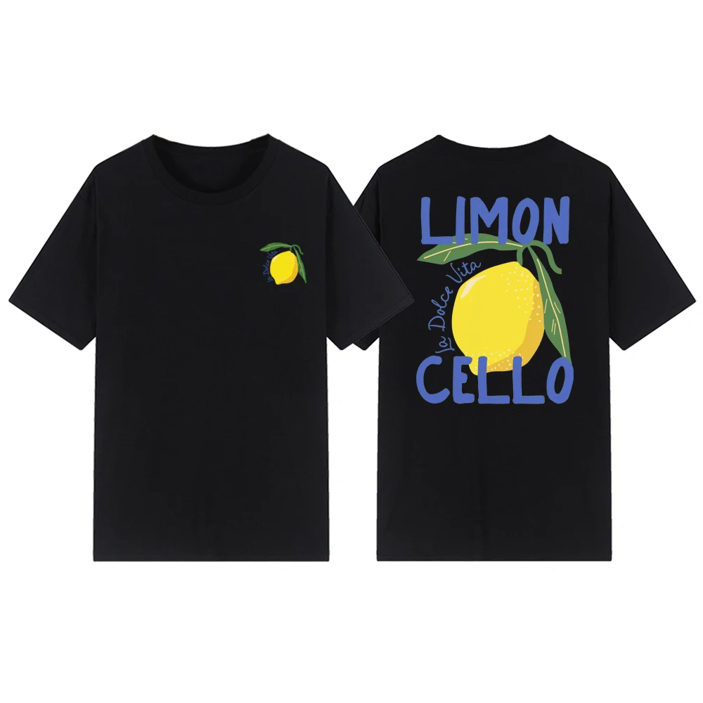 Limoncello La Dolce Vita Italy T Shirt Lemon Shirt Women Short Sleeve Round Neck T-shirts Retro Graphic Tee Lemon Lovers Gift