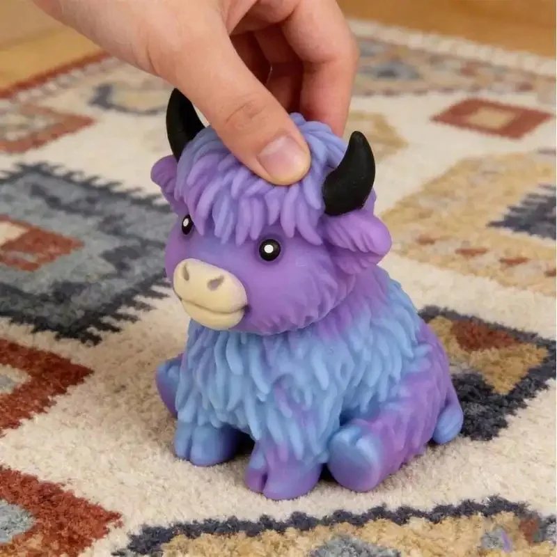 Popular New Products Scottish Highland Cow Stress Relief Toy Slow Bounce Sensory Soft Toy Cheese Squeezing Stress Relief Gift