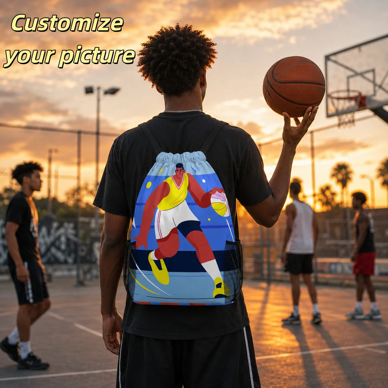 Full Picture Custom Basketball Backpack Personalized Team Sports Bag for Men And Women