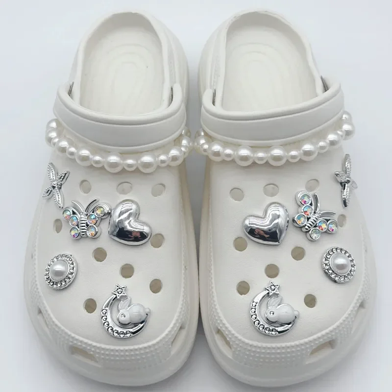 Neue Mode Schuh Charms für DIY Strass Perle Metall Dekoration Schnalle für Loch Schuh Charm Accessoires Kinder Party Mädchen Geschenk