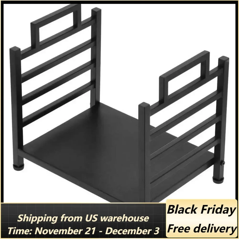 Firewood Holder Fireplace Log Rack Wrought Iron Wood Storage Rack Shelf Holder for Home Outdoor Patio Deck Indoor/Outdoor