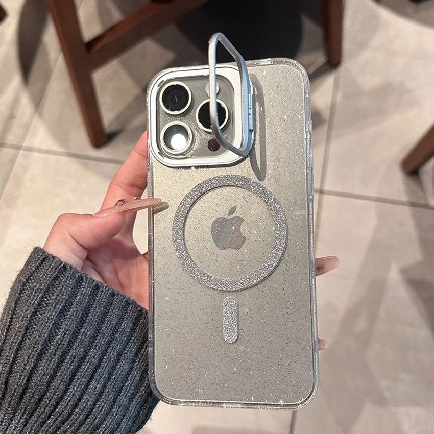 아이폰 16 15 14 13 Pro 12 Max Plus 16Pro 투명 폰케이스 글리터 15Pro 커버 하드쉘 (보이지 않는 브라켓)