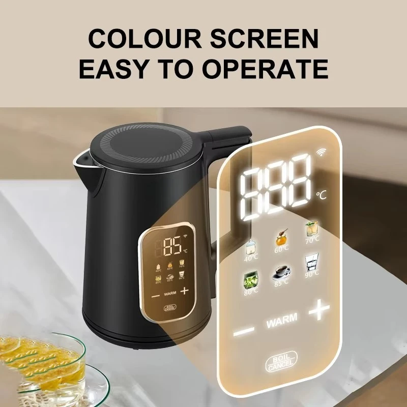 New 1.7L Digital Stainless Steel Shell Smart Electric Kettle Wifi Warm Mobile Control Display Teapot