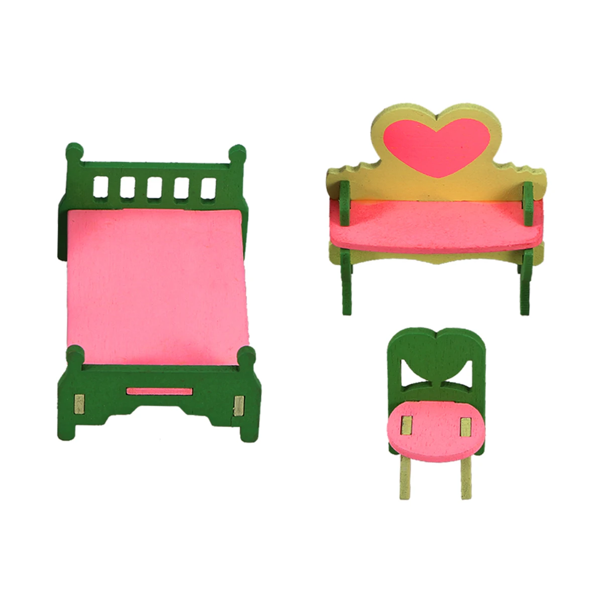 

4pcs Mini Furniture Wooden Toys Beautiful Colors Eco Friendly Exercise Ability Kids Educational DIY H made Parent Child