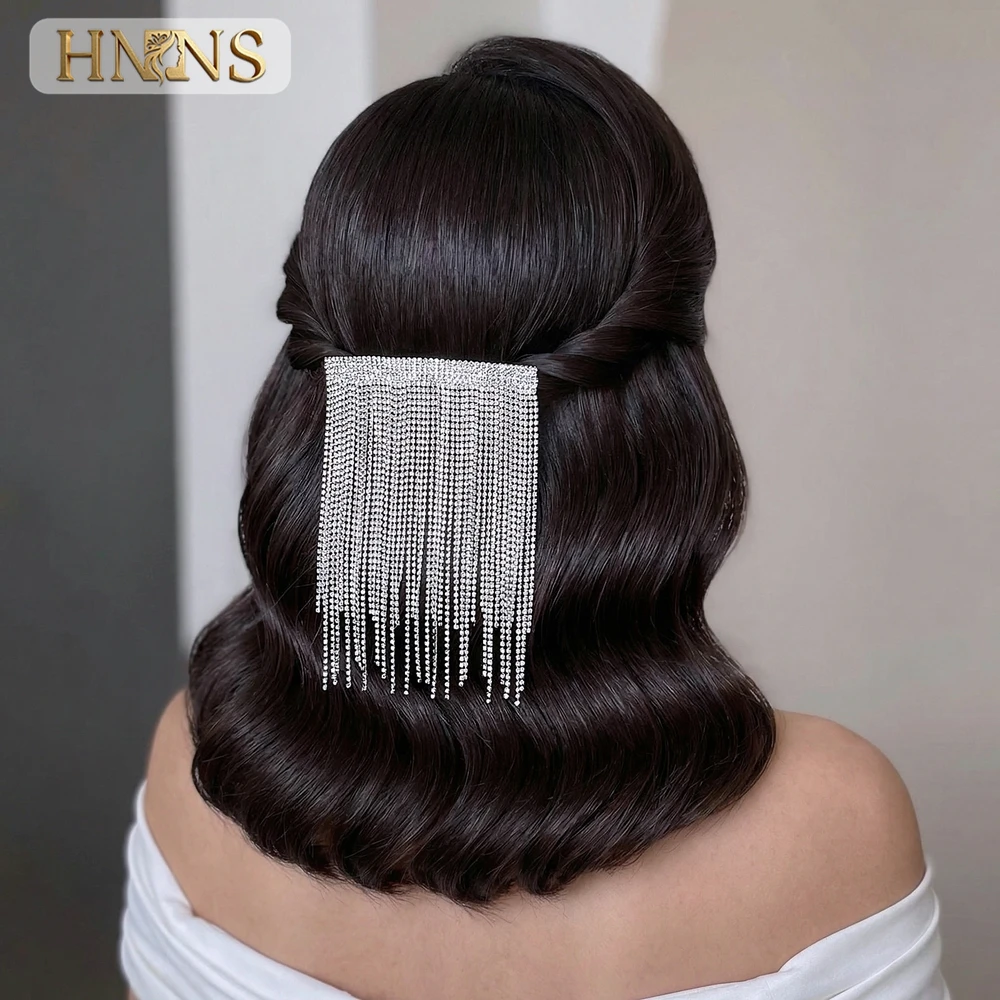hnnns-シルバーカラータッセル花嫁ヘアクリップラインストーンウェディングヘアピンキラキライブニングパーティーヘアアクセサリー女性用-nsa60