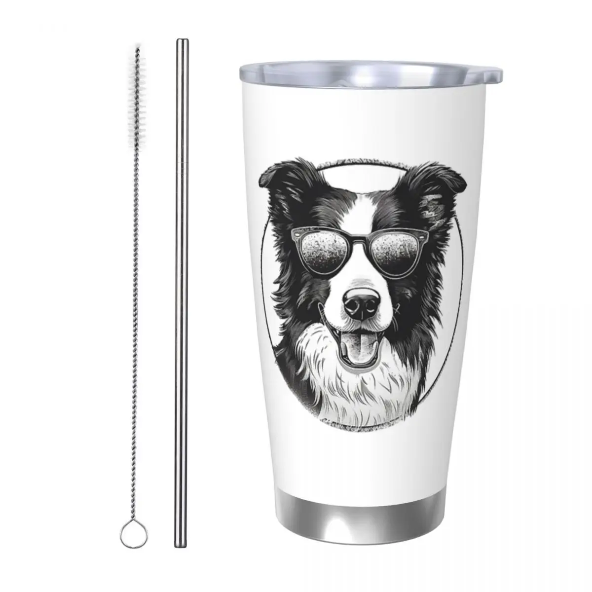 

Border Collie Stainless Steel Tumbler Vacuum Insulated Mug Thermal Cold Cups Straw With Lid 20oz