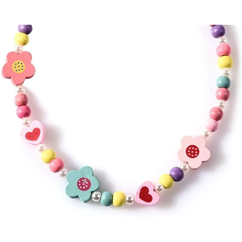Kids Cartoon Ketting Kleurrijke Dieren Kind Sieraden Bloem Kralen Mode Armband Accessoires, Plastic Parel, Parel