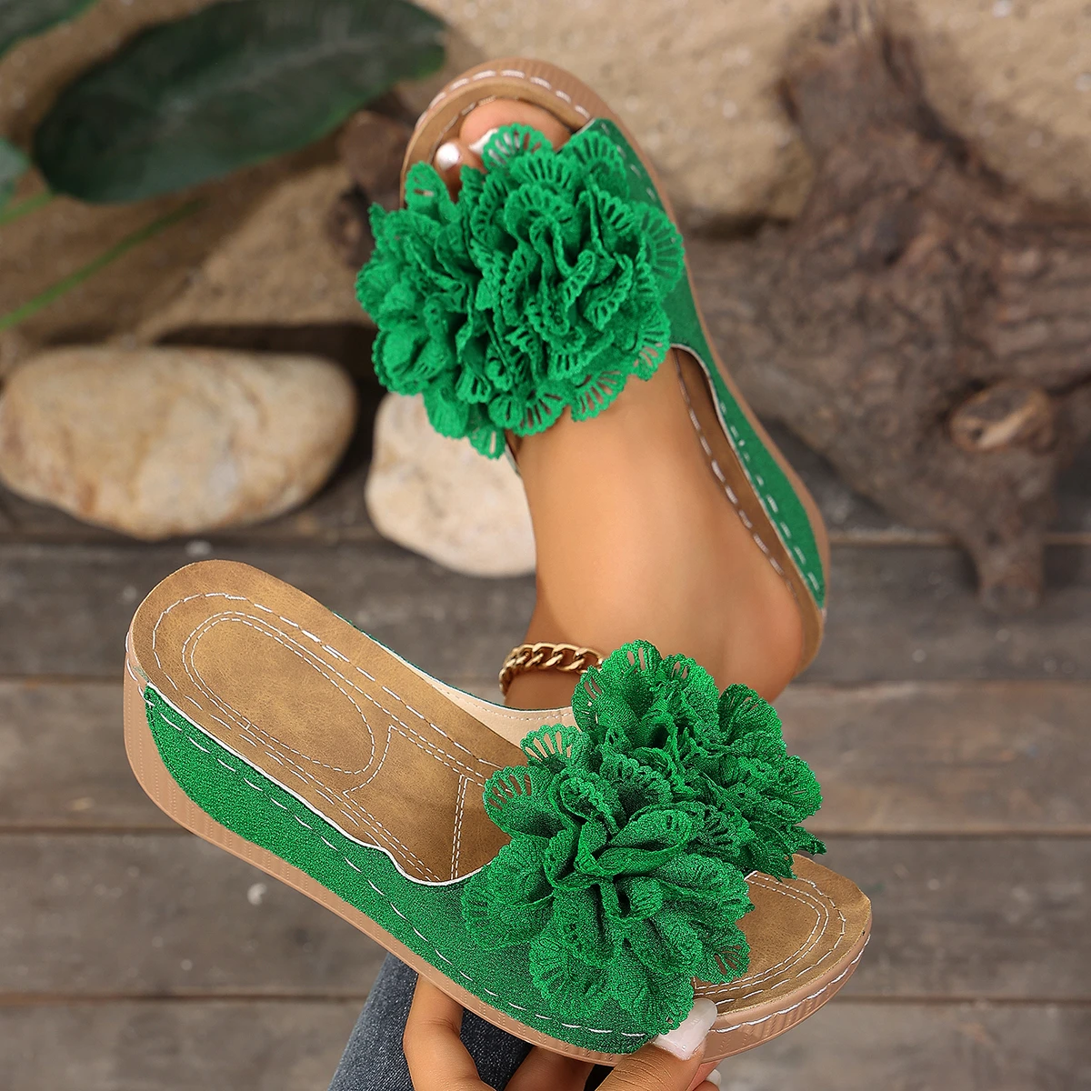 2026 New Women Platform Sandals Comfortable Flower Wedges Slippers Slip on Fashion Woman Shoes Summer Sandals Slides Women - view 6