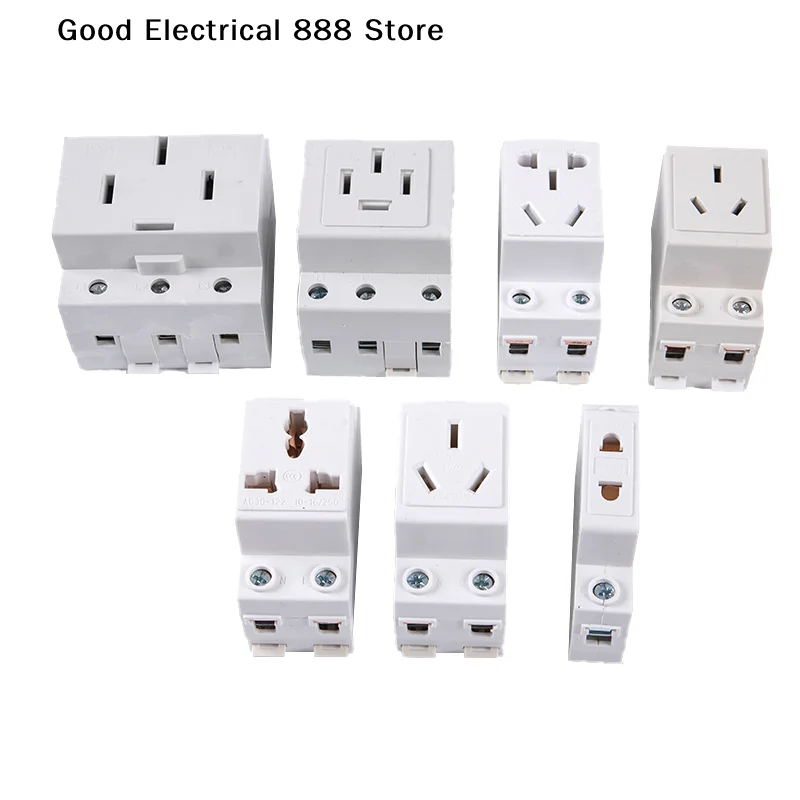 【G】AC30 EU And AU Type 35mm DIN Rail Mount AC Power 10A 16A 25A 250V 440V 2/3/4/5 Pin Plug Modular Socket