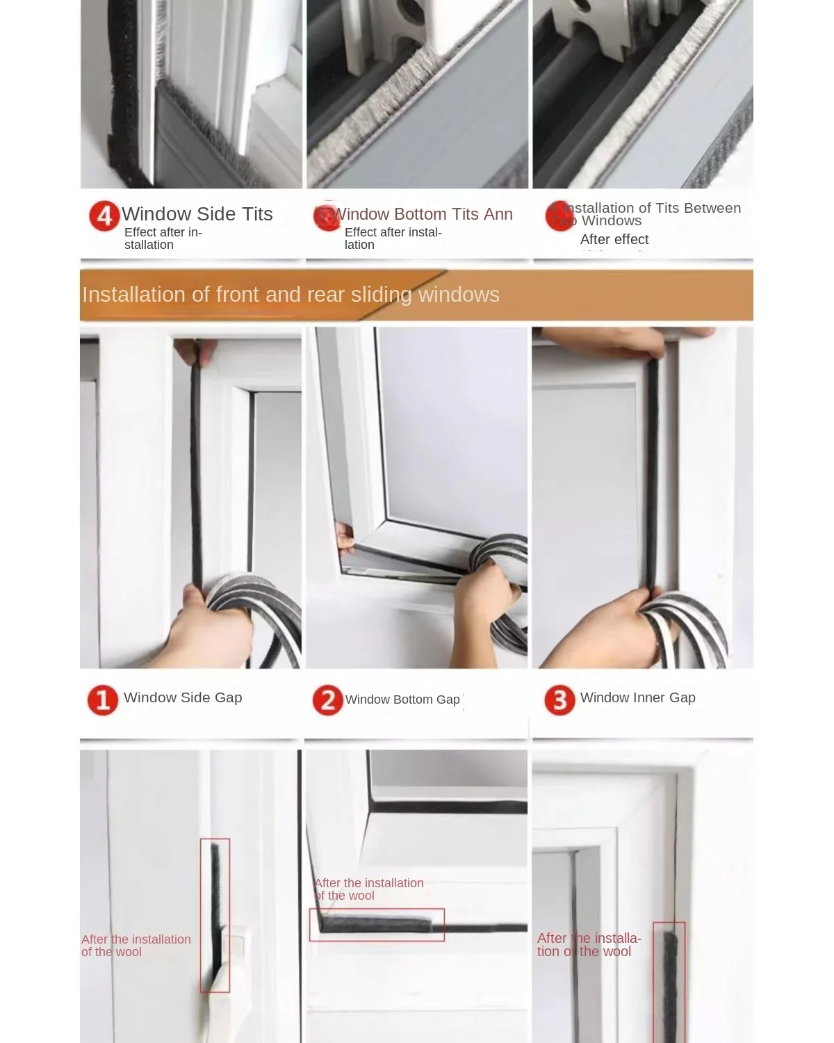 3 Meter Bürstenstreifen, selbstklebender Tür- und Fensterdichtungsstreifen, Haustür, Fenster, Schalldämmung, Dichtungsfolie, Türspwal, Dichtungsstreifen – Detail 3