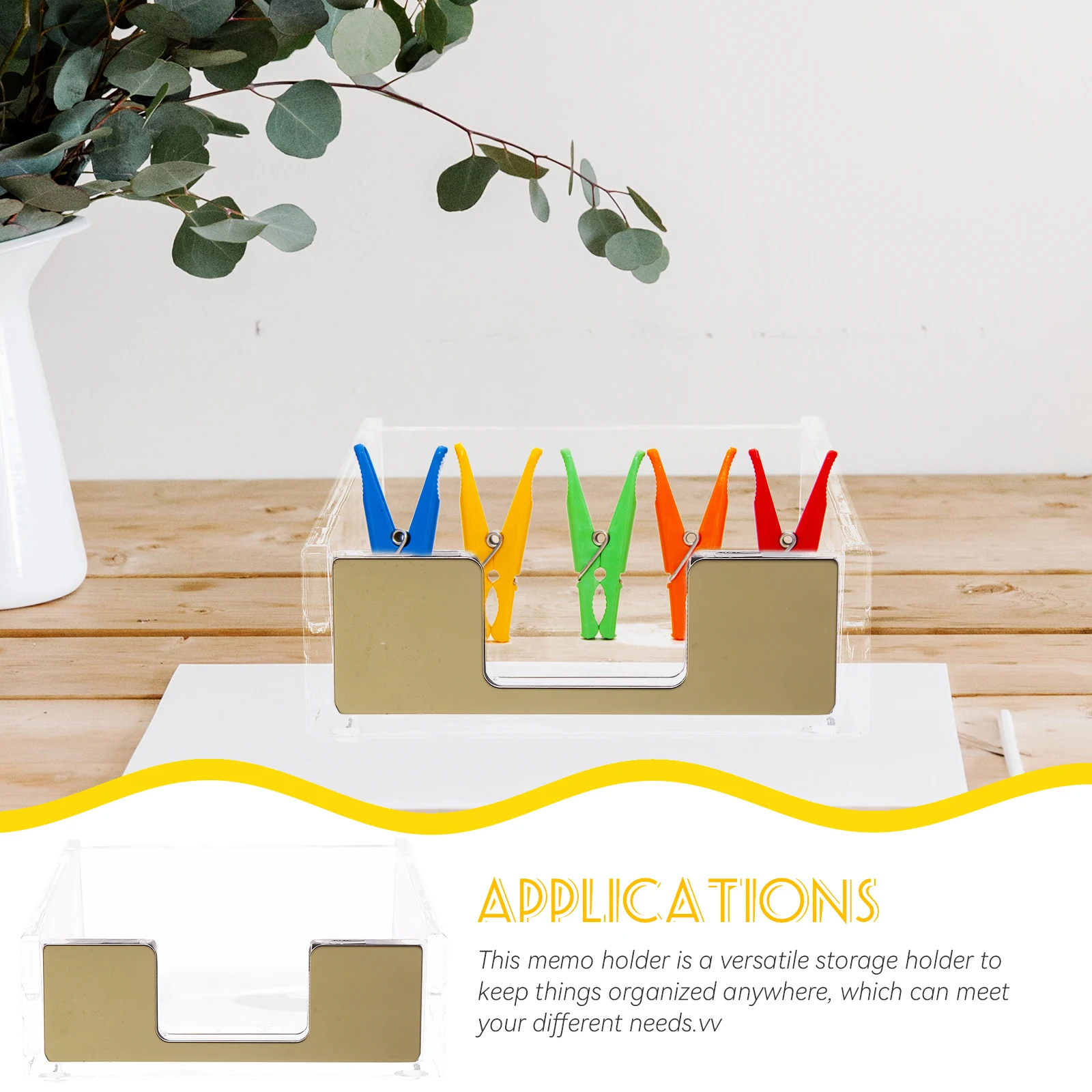 

Paper Clip Note Box Storage Office Notepad Holder Acrylic Transparent Clear Memo Dispenser