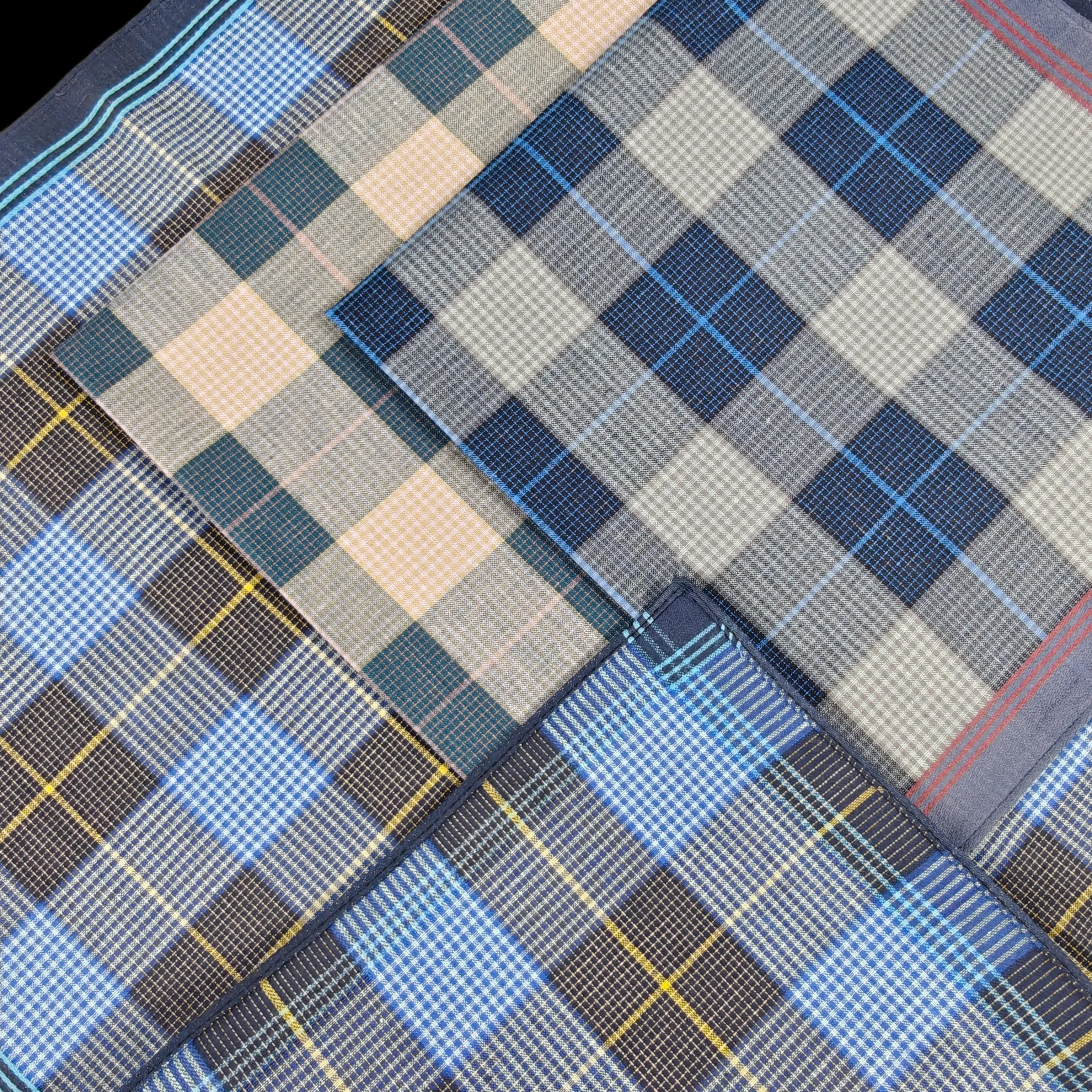 12PCS Stofftaschentuch Dünner Stil Herren Business Plaid Western Tuch Outdoor Dekoratives Taschentuch Weicher Schweiß 15,7 Zoll