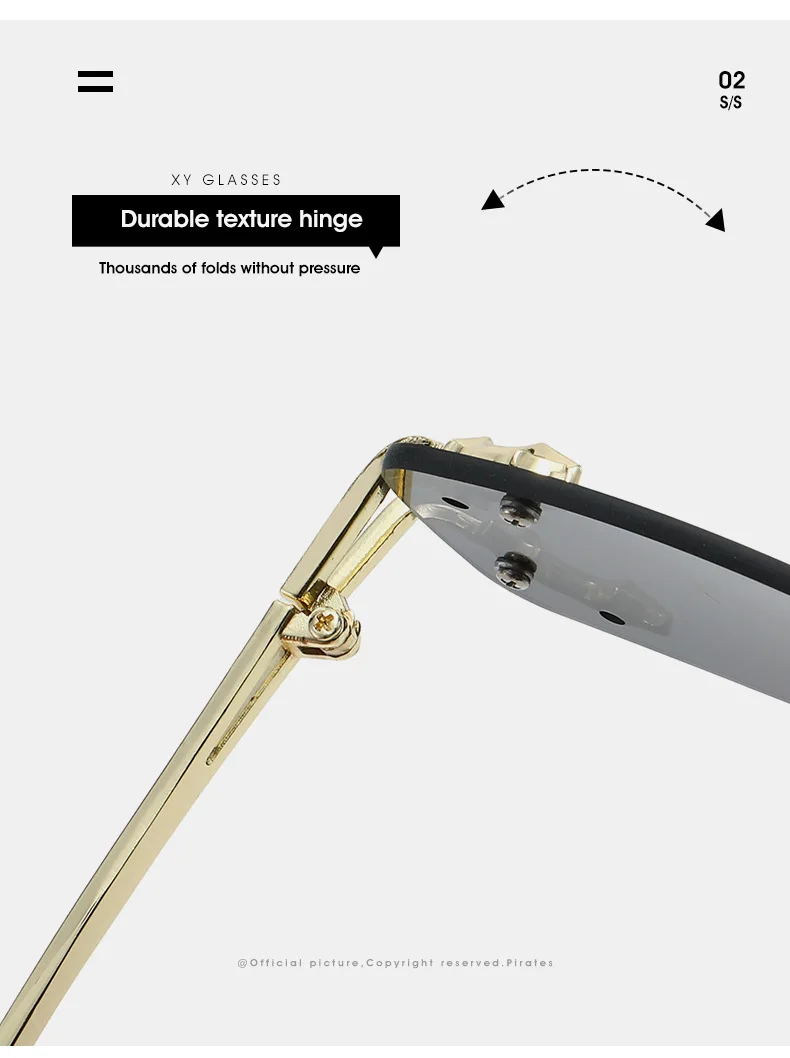 Neue Randlose Sonnenbrille für Damen Rechteckig Stylisch Y2K Persönlichkeit Markendesigner UV400 Schutz Coole Metall-Sternenexplosion-Dekoration – Detail 15